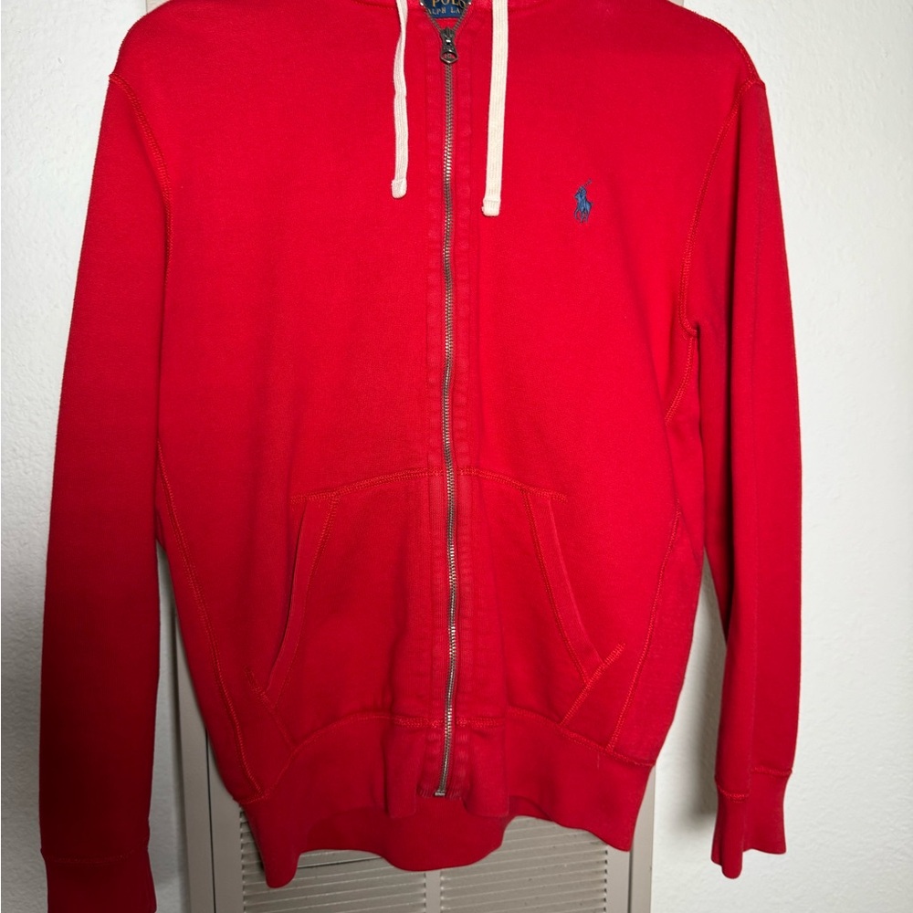 Red Polo Ralph Lauren zip up hoodie #hoodie